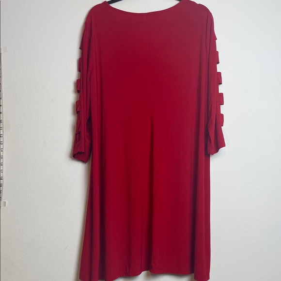 Como Black Burgundy Long Sleeve Shift Dress 2X - Picture 6 of 10